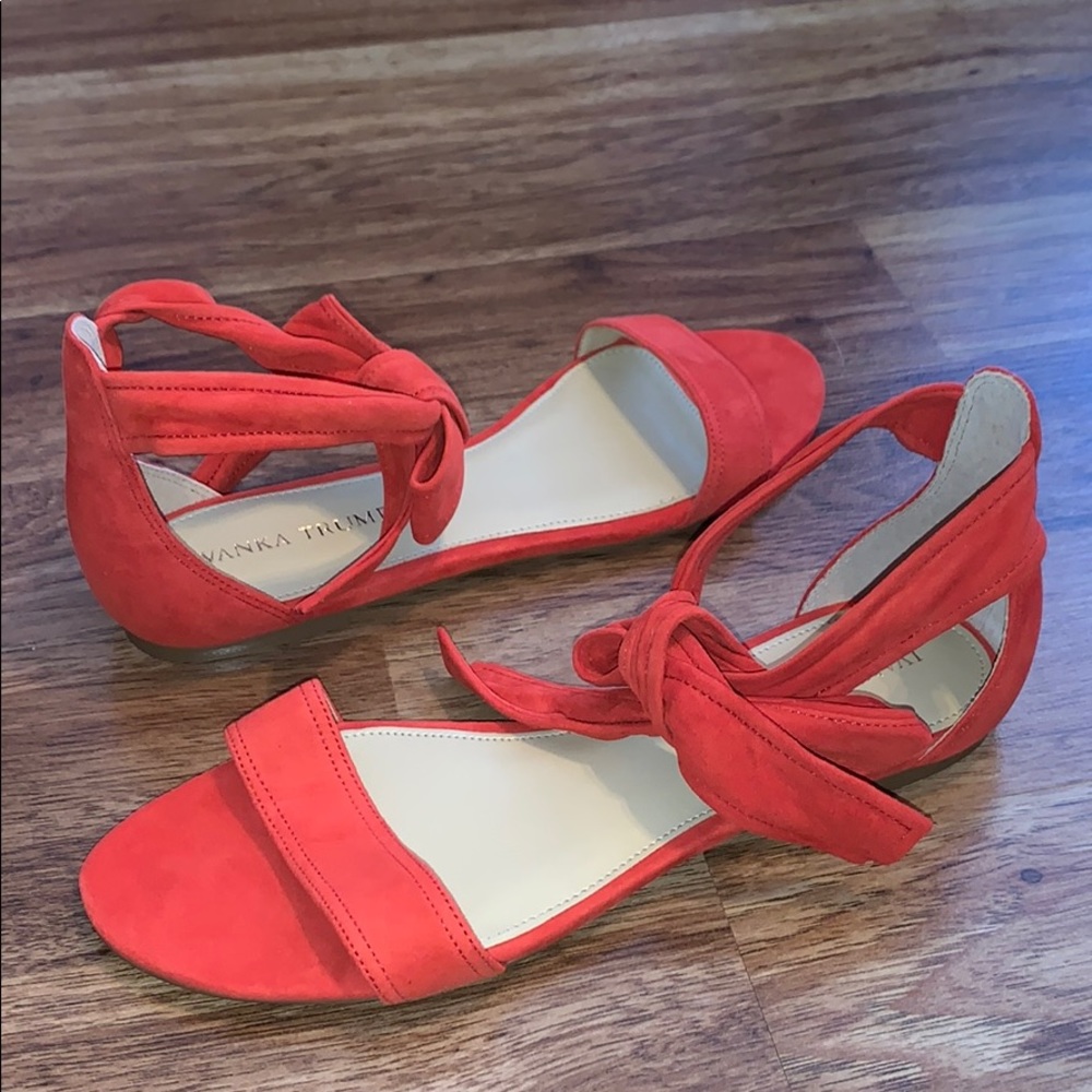 NEW Ivanka Trump Suede Coral Tie Up Sandals